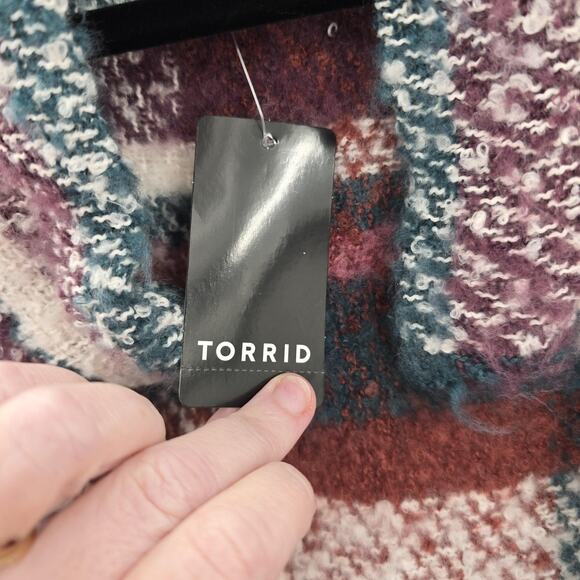 Torrid Sweater Plaid Wrap New Cozy Warm - Picture 6 of 8